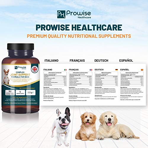 PH PROWISE Healthcare Fórmula compleja para el Apoyo de Las articulaciones para Perros formulada por Expertos I 150 tabletas masticables con Sabor a Pollo (Suministro para 5 Meses)