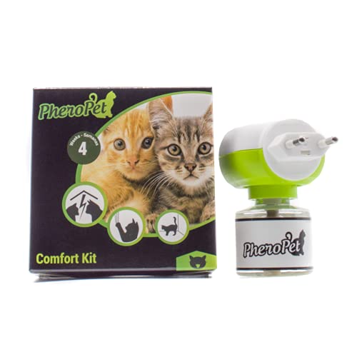 PheroPet Confort – Difusor de feromonas para Gatos, tranquilizante Gatos – Acaba con Malos comportamientos con Este Relajante para Gatos Natural – Anti arañazos - (Difusor + Recambio 48ml)