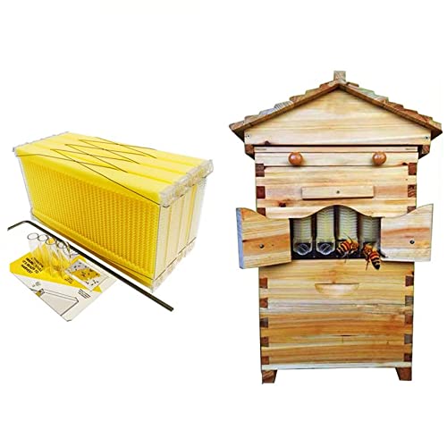 PIAOCHONG Casa De Abeja De Madera Interactiva - Polinizador Sistema De Gestión De Abejas,Bee House + 4 Hives