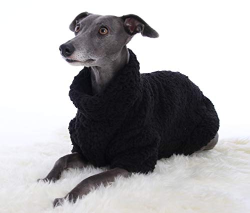 Pijama de forro polar suave y esponjoso negro galgo italiano, Whippet, Lurcher, Greyhound, Saluki Sighthound (XSmall)