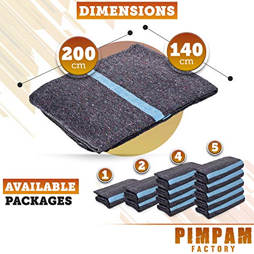 PimPam Factory - Pack de 5 Manta Protectora Perchada para Mudanzas | 140x200 | 410gr | Fabricado en España | para Mascotas, Yoga | Protección y Seguridad en el Transporte | Cubre y Protege Muebles …