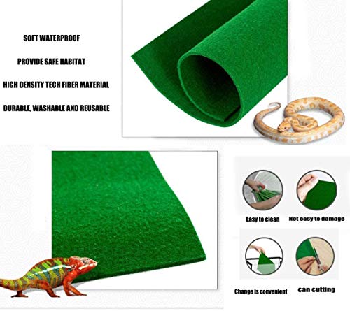 PINVNBY Alfombra de reptiles lagartos ropa de cama jaula de mascotas suministros Geckos terrario sustrato Liner para camaleón barbudo Dragon Turtles Iguana serpientes 2PCS (verde)