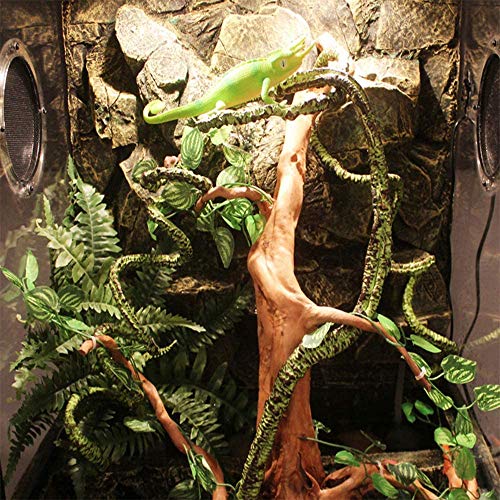 PINVNBY Flexible Bend-A-Branch Jungle Reptile Vines Escalador Artificial Plástica Hojas de Terrario Decoración para mascotas Hábitat para Lagarto, Ranas Serpientes 3 PCS