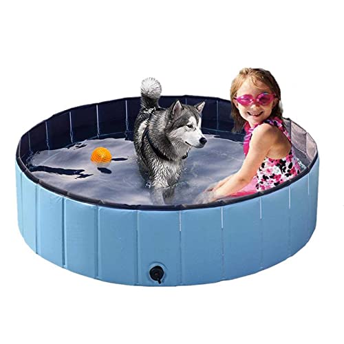 Piscina de plástico plegable para niños – Piscina de perro plegable de plástico duro, bañera portátil para niños perros y gatos, piscina para mascotas para interiores y exteriores