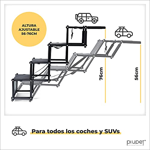 PiuPet® Rampa para Perros Grandes y pequeños - Cargable hasta 80 kg - Utilizable para Todos los vehículos - Escaleras para Perros Plegables