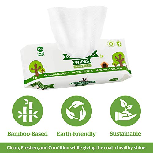 Pogi's Grooming Wipes - Toallitas húmedas - 400 toallitas desodorantes para Perros - Aroma de té Verde, Naturales, Extra Grandes, biodegradables