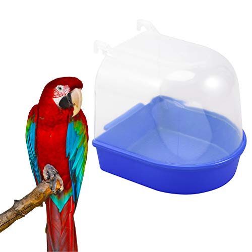 POPETPOP Baño para pájaros enjaulados con múltiples jaulas para pájaros pequeños para canarios, periquitos, loro (azul)