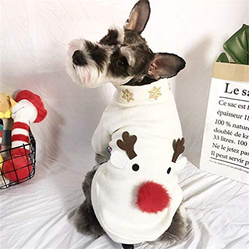 POPETPOP Disfraces de Navidad para Perros Patrón de Alces Ropa de Abrigo de Invierno para Mascotas Abrigos para Cachorros Chaqueta para Perros Ropa de Fiesta para pequeños Cachorros Grandes - L