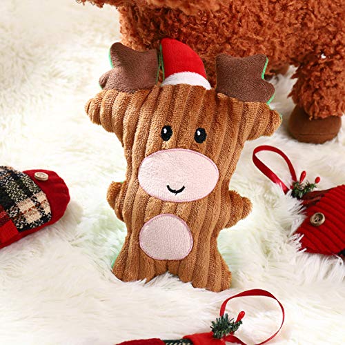 POPETPOP Juguete de Reno de Navidad Perro Peluche Squeaky Squeaky Juguete Little Elk Forma Dibujos Animados Sound Juguete Mascota de Navidad Juguete para Perrito