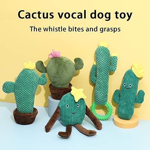 Poseca Juguetes para Perros con chirridos de Cactus, Juguetes para Masticar Perros, Juguetes interactivos pequeños para el aburrimiento, Juguetes de Peluche de Cactus con chirridos