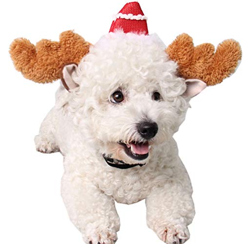 PRETYZOOM Traje de Navidad de Las Astas de Reno Traje de Navidad para Mascotas para Perros de Gato.