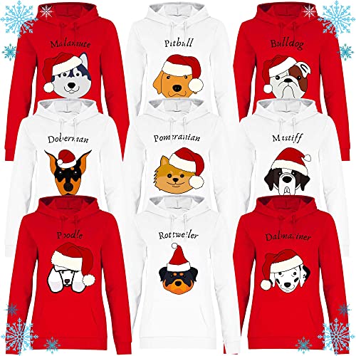 Print Dynastie Sudadera con Capucha para Mujer Perro Mascota Navidad Regalo Idea Familia Perro Masculino, Tamaño:XS, Color:Pitbull White