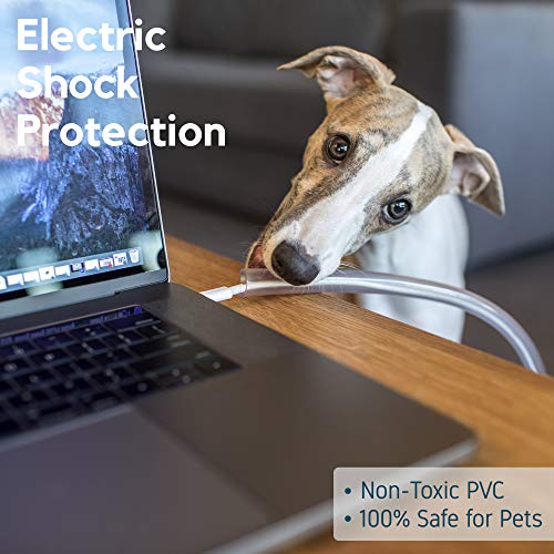 PROTECTO Funda Protectora de Cables Flexible para Mascotas, 305 cm - Funda Todo Color Cable Eléctrico y de Carga (Inodoro) Anti-Mordeduras para Cables Lighting, Ethernet, RCA y HDMI | Gris