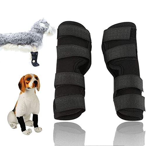 Protector de pata de perro, 1 Par Protector de pierna mascota, Perro Protectores de muñeca para, Rodilleras para perro, Urdimbre Para Perros Con Artritis, Negro(L)