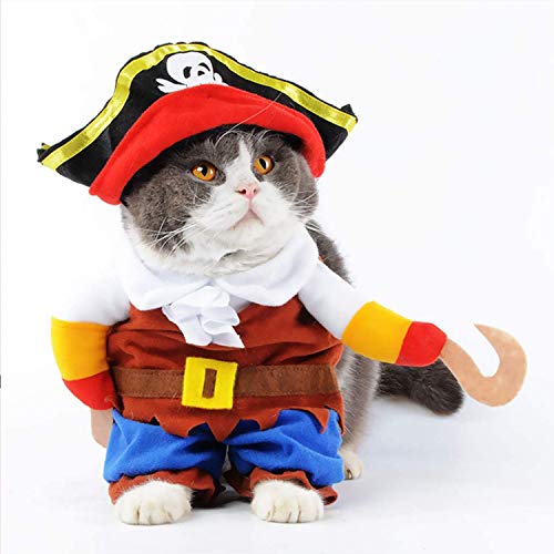 PTN Gato y Perro Caribe Pirata Disfraz, Ropa para Mascotas, Disfraces de Halloween y Navidad, Adecuado para Perros Pequeños a Medianos Gatos