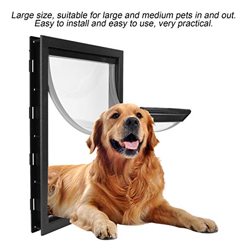 Puerta Grande para Perros, Entrada y Salida, Puerta de plástico Negra para Perros, magnético extraíble, fácil de Instalar, Suministro para Mascotas para Mascotas Grandes, Mascotas(Black)