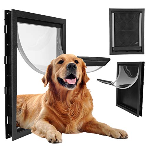 Puerta Grande para Perros, Entrada y Salida, Puerta de plástico Negra para Perros, magnético extraíble, fácil de Instalar, Suministro para Mascotas para Mascotas Grandes, Mascotas(Black)