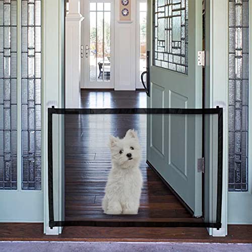 Puerta Mágica para Perros, Red de Seguridad para Mascotas para Interior, Barrera Seguridad Plegable y Portátil Puerta mágica, para gatos o perros, Cocinas, Dormitorios, Escaleras(110 x 72cm)