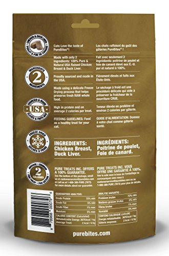 PureBites Cat Chicken and Duck Liver Freeze Dried Natural Nutritious Treats 1.12 oz