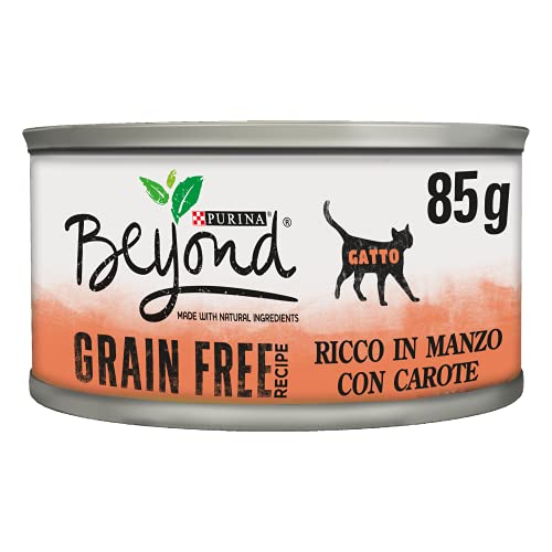 PURINA BEYOND Húmedo Gato Grain Free Rico en Ternera con Zanahorias – 12 latas de 85 g Cada Paquete de 12 x 85 g