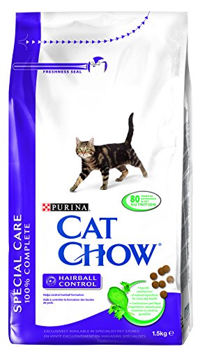 Purina Cat Chow Hairball Control - Pienso Rico en Pollo, 6 Bolsas de 1,5 kg