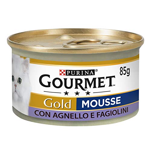 Purina Gourmet Gold Mousse para Gatos con Cordero y judías exquisitas, 24 latas de 85 g Cada una de Las 24 Unidades de 85 g