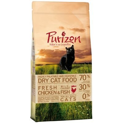 Purizon Adult Gato - Pollo & Pescado sin cereales - 70% de carne de pollo y pescado seleccionados - Paquete de 2,5 kg