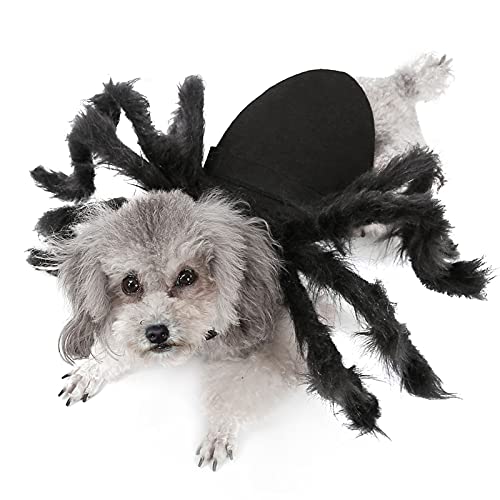Putybudy Disfraz de Araña de Perros Gatos de Halloween,Mascota Araña de Felpa Ropa Ajustable,Disfraces Divertidos de Halloween,Cosplay Decoración de Fiesta -M