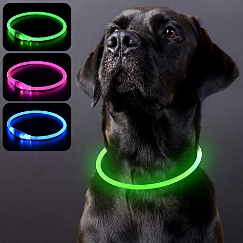 PZRLit Collar Luminoso Perro Recargable, Collar Luz Perros Impermeable, Collar LED Perro para Perros Pequeños Cachorro, Medianos y Grandes, Collar Reflectante Perro de Seguridad-Verde