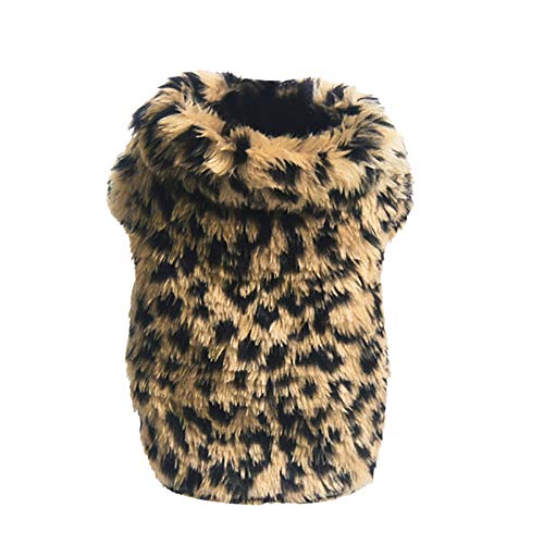 QinMM Mascotas Perros Ropa de Leopardo de Lana Sudadera Caliente Perrito Ropa cálido Invierno Abrigo Chihuahua Jersey