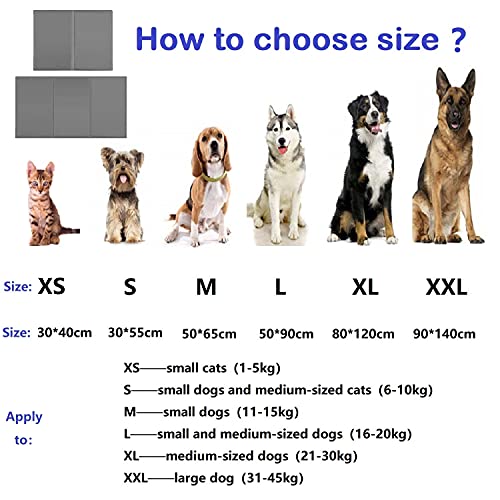 Qisiewell Esterilla de refrigeración para perros y gatos, color gris XS, 30 x 40 cm, manta de gel frío, esterilla autorefrigerante