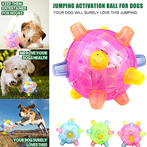 QKFON Pelota de activación para perro, pelota de saltar Flash Music Ball, pelota de saltar para perros con luz LED colorida y música, bola de baile intermitente, adecuada para mascotas pequeñas