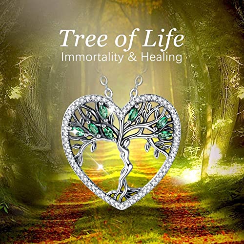 QQJJSUDIW Memorial Urna De Cremacióncollar 925 ADN Árbol De La Vida Colgante Collar Señora Chain-Green_Tree