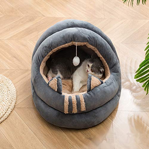Queta - Cueva para gatos, refugio para mascotas de tamaño mediano, adecuado para gatos, gatitos y cachorros, una cama suave y cómoda, para todas las estaciones, de 40 cm de diámetro
