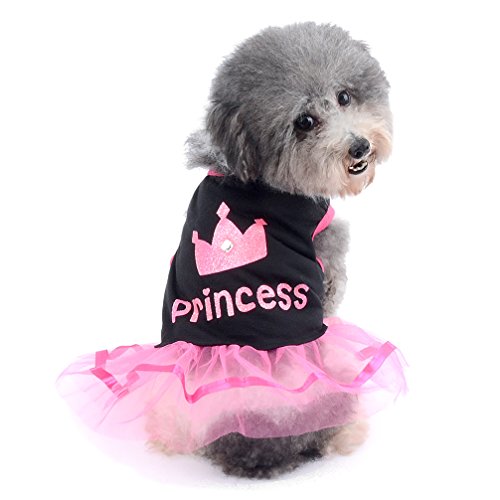 Ranphy Falda pequeña para Perro, Gato, Chihuahua, Ropa para niñas, Vestido de Princesa Corona para Cachorro, Verano, Rosa y Blanco