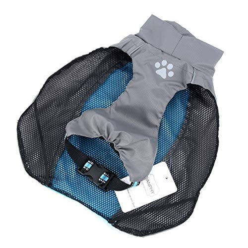 Ranphy Impermeable para Perros Tiras Reflectivas Chubasquero Transpirable Ropa Seguras Jacket Abrigo Chaqueta para Lluvia Medianos Perro de Raza Grande, Mascotas Ropaje Azul 5XL