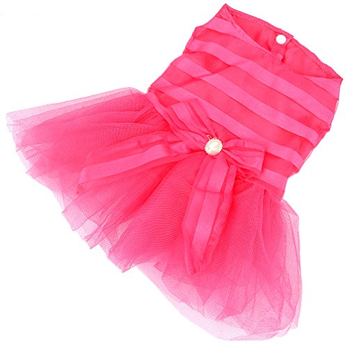 Ranphy Vestido de princesa a rayas con lazo para perro pequeño/gato niña tutú falda cachorro ropa rosa L