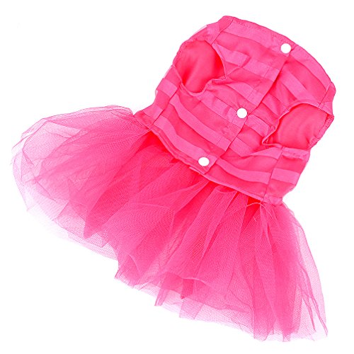 Ranphy Vestido de princesa a rayas con lazo para perro pequeño/gato niña tutú falda cachorro ropa rosa L