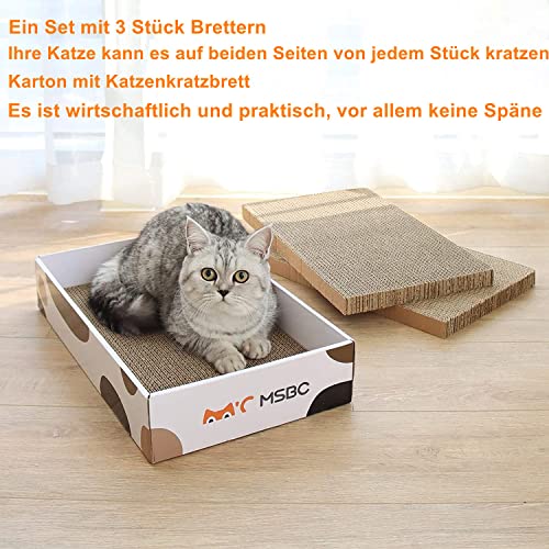 Rascador para gatos de cartón, 3 capas, reversible, duradero, alfombrilla para rascar de cartón reciclado, 3 unidades