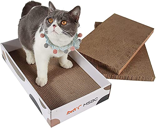 Rascador para gatos de cartón, 3 capas, reversible, duradero, alfombrilla para rascar de cartón reciclado, 3 unidades