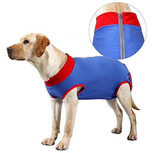 Recuperación de perro traje quirúrgico Camisa de recuperación para, cuello en forma de cono alternativo para mascotas traje quirúrgico postoperatorio heridas abdominales para evitar lamer(Azul,s)