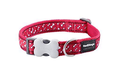 Red Dingo GmbH 9330725072428 Collar Perro Flying Bones, L, Rojo