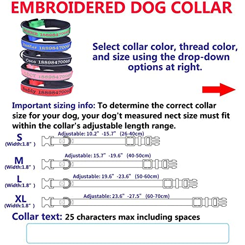 Reflexivo grueso Personalizar collares para perros, collar de identificación personalizado de seguridad Nombre del hilo de bordar y número de teléfono para perros medianos y grandes