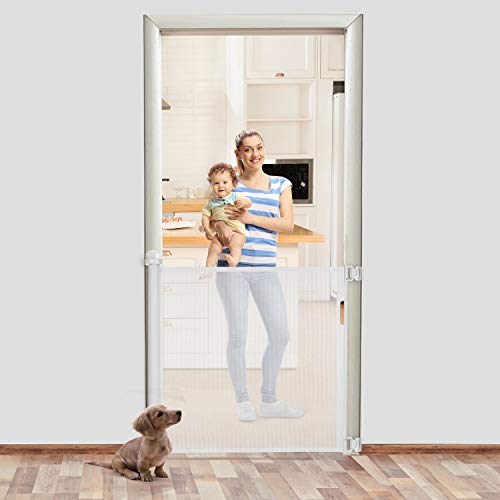 Reja de protección para puertas de 0 a 140 cm, extensible, una rejilla para ambas puertas, con dos juegos de material de montaje, ampliable para bebés, perros y gatos