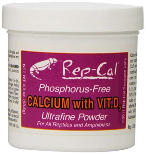 Rep-Cal SRP00200 Polvo ultrafino de calcio libre de fósforo reptil/anfibio suplemento con vitamina D3