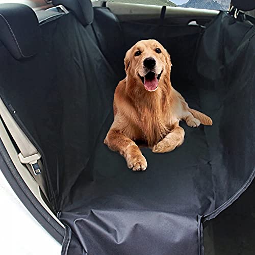 Retoo 144 x 144 cm Funda impermeable para perros Funda antideslizante para coche y SUV Funda de asiento trasero impermeable y universal de fácil cuidado para el asiento trasero, color negro