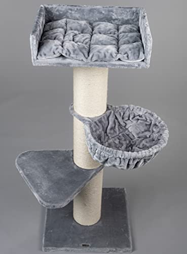 RHRQuality Royalty de Luxe - Rascador grande para gatos, estable, color gris claro con tronco de 20 cm de diámetro
