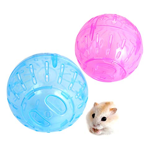 RoadLoo Bola Hámster, 2pcs Hamster Run Ball Plástico Pelota de Fitness Hamster Pelota Ejercicio para Animales Pequeños Juguete Interactivo para Hámster 12 cm de diámetro para Hamster Rata Jerbo
