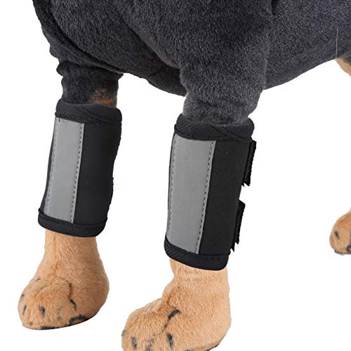 Rodillera para mascotas, 1 par de soportes para las piernas delanteras del perro Soporte del carpo con correas reflectantes de seguridad para perros con artritis y lesiones(S)