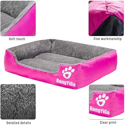 RongYiGo Cama para mascotas para perros pequeños, medianos/grandes/extra grandes, sofá de mascotas súper suave, cama de gatos, cama de alta calidad cálida y transpirable (L, rosa)